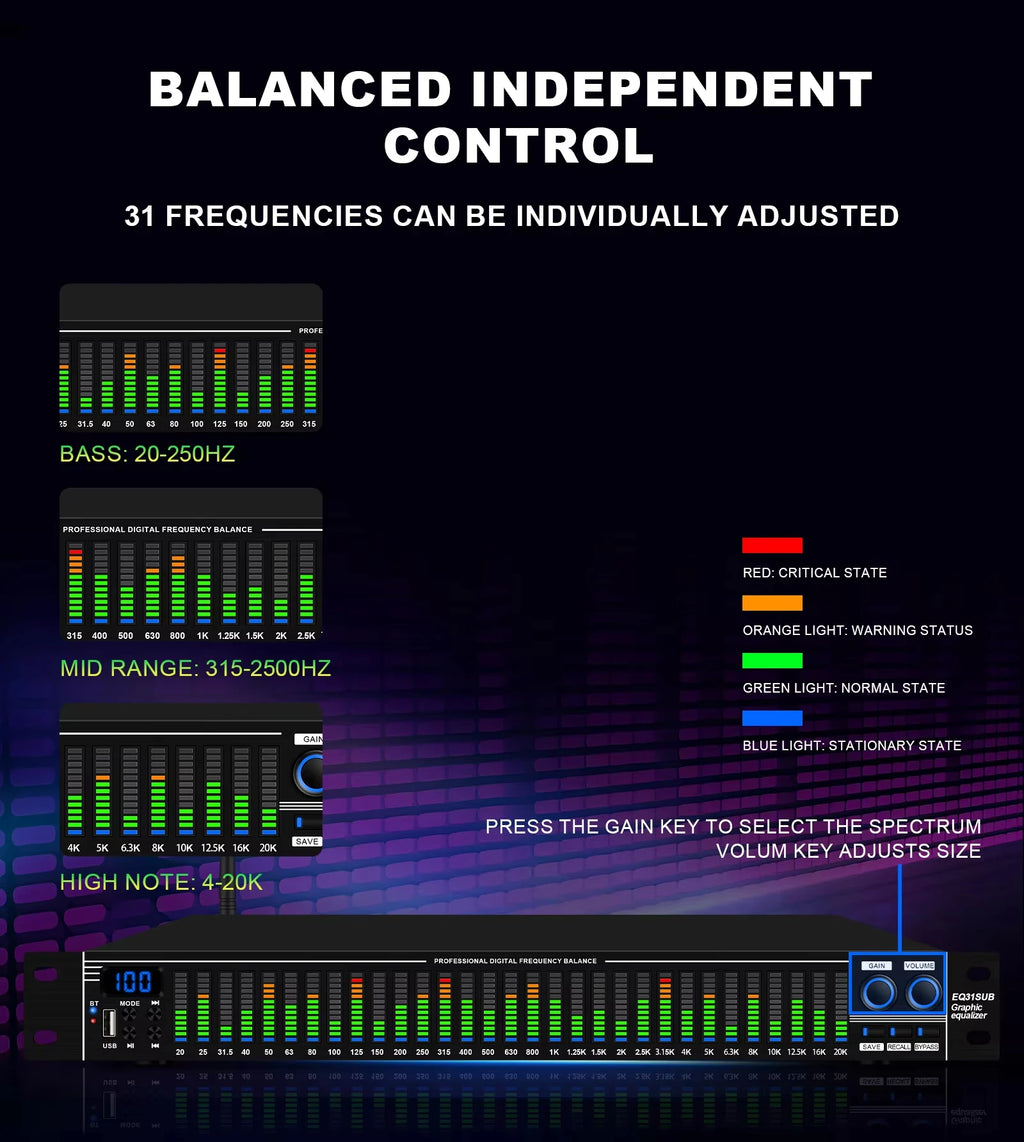 Ecualizador de audio digital de 31 bandas EQ31SUB