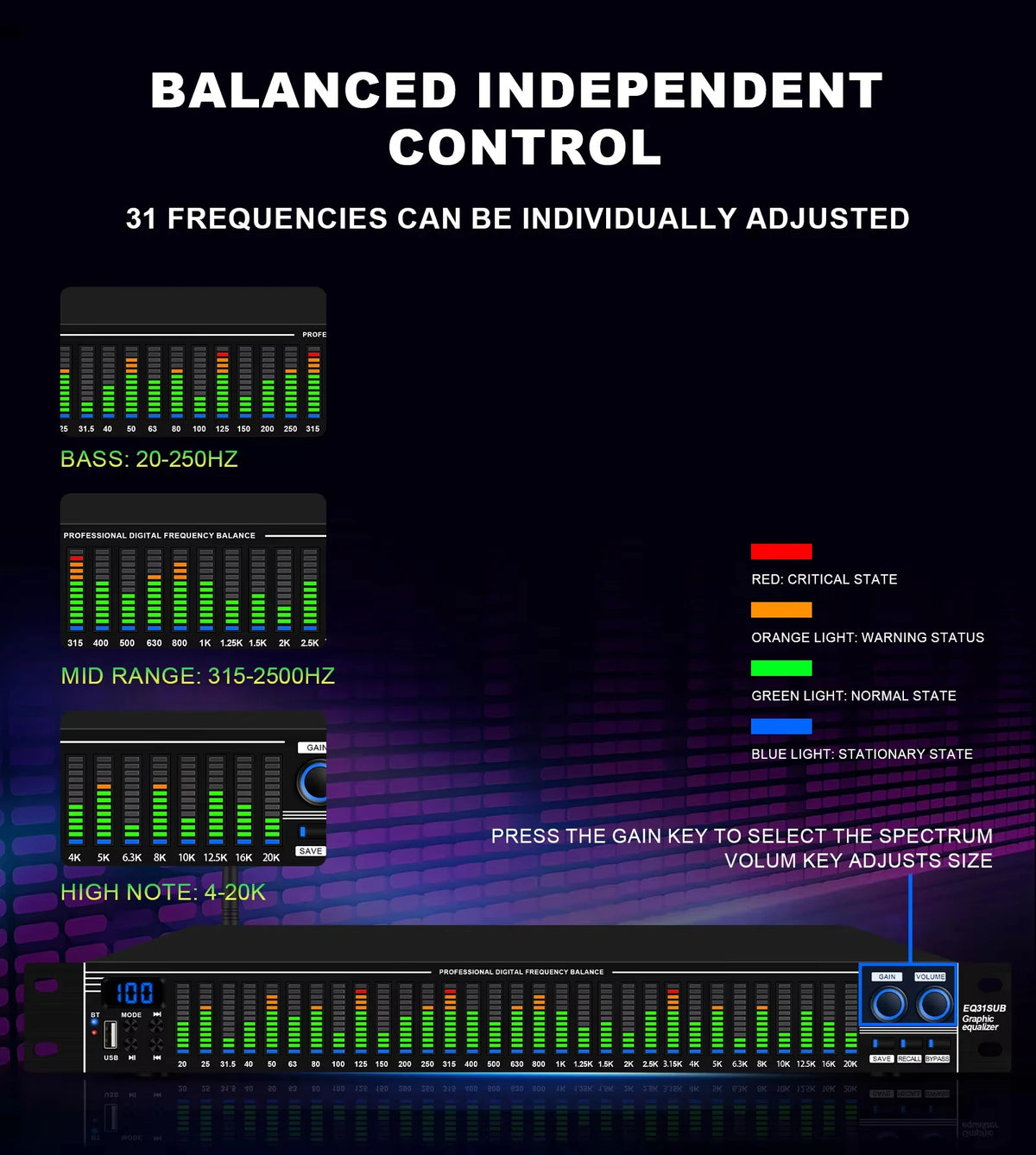 Ecualizador de audio digital de 31 bandas EQ31SUB