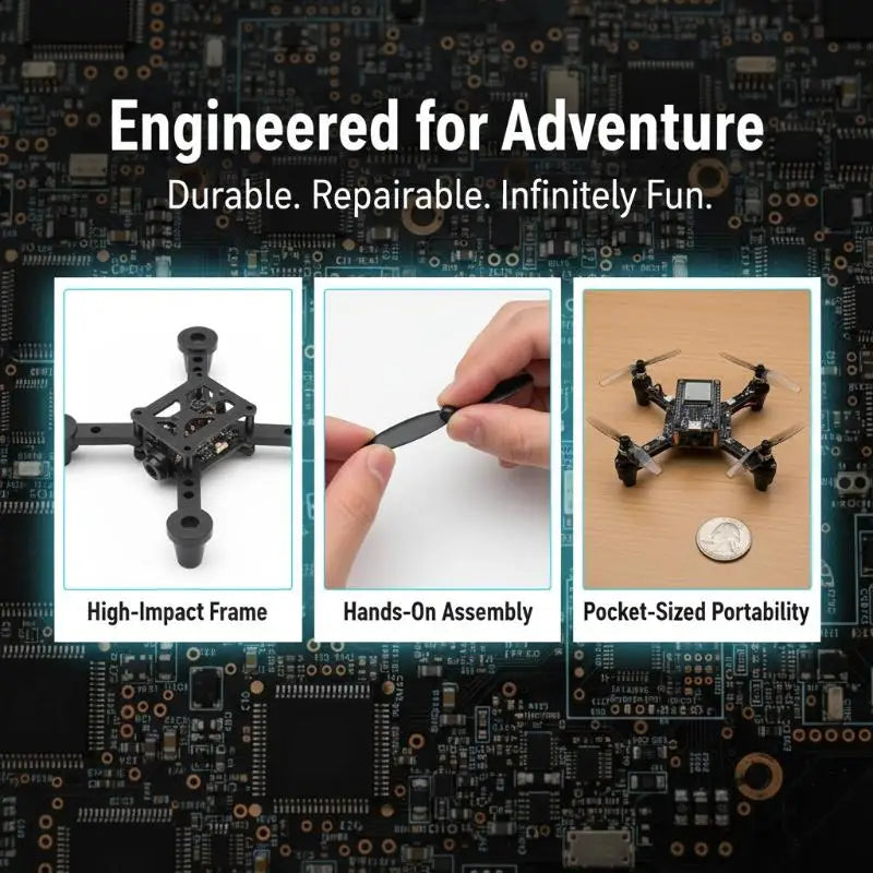 Programmable Mini DIY Drone Open Source with PCB Propeller Guards for STEM Hobbyists Student Science Learning Projects