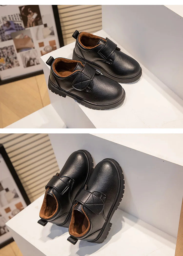 Zapatos de vestir escolares de piel negros para niño