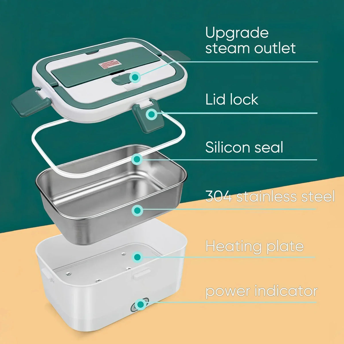 1.8L 80W Electric Lunch Box Food Warmer