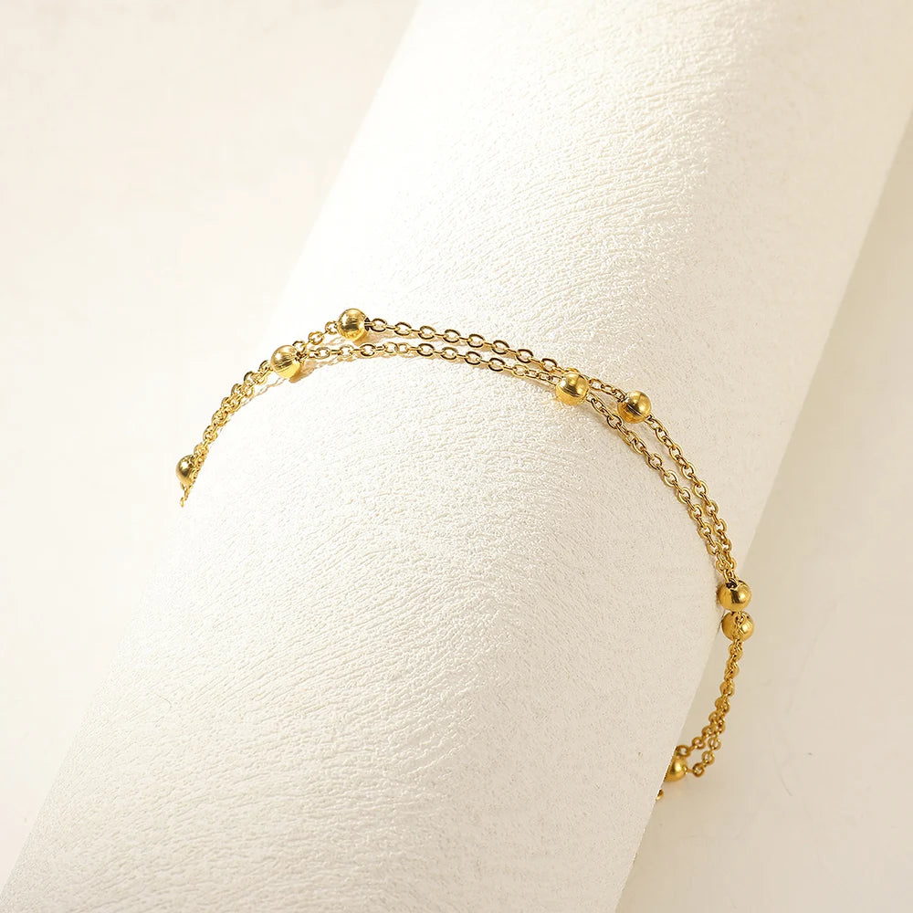 Women’s Stainless Steel Leaf & Heart Anklet