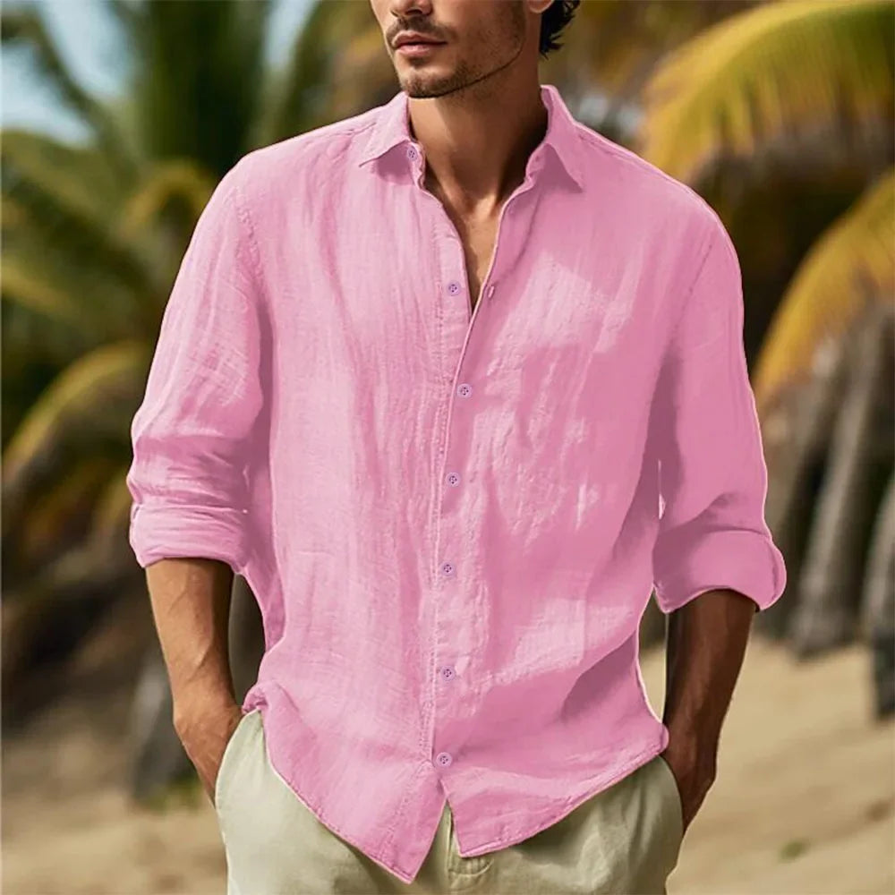 Men’s Cotton-Linen Long-Sleeve Shirt