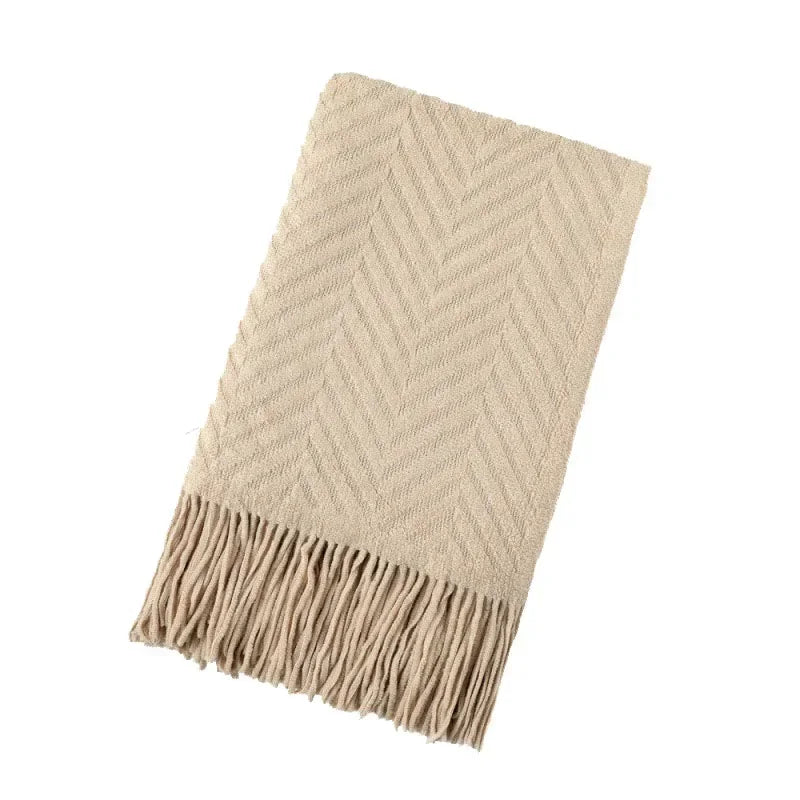 Cozy Solid-Color Knitted Throw Blanket