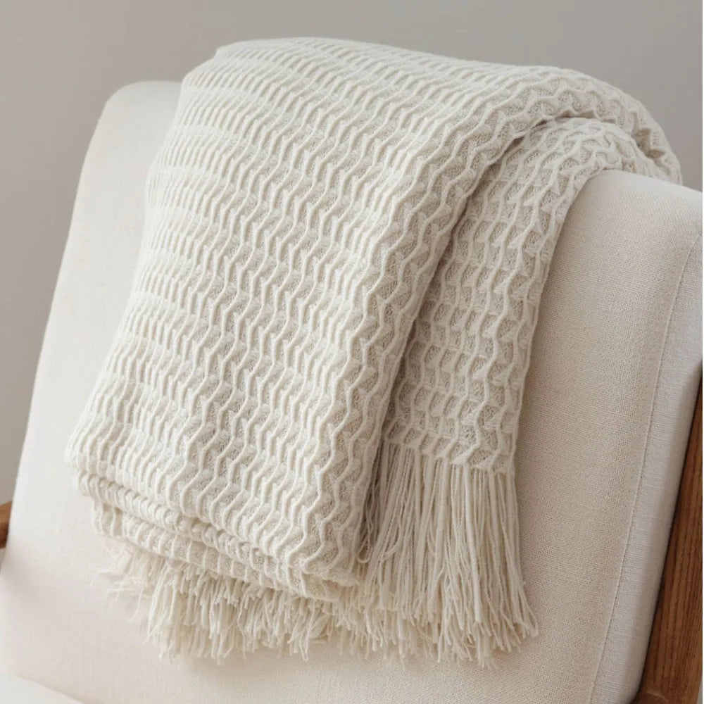 Nordic Knitted Tassel Throw Blanket