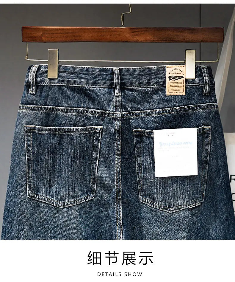 Men’s Japanese-Style Denim Cargo Pants