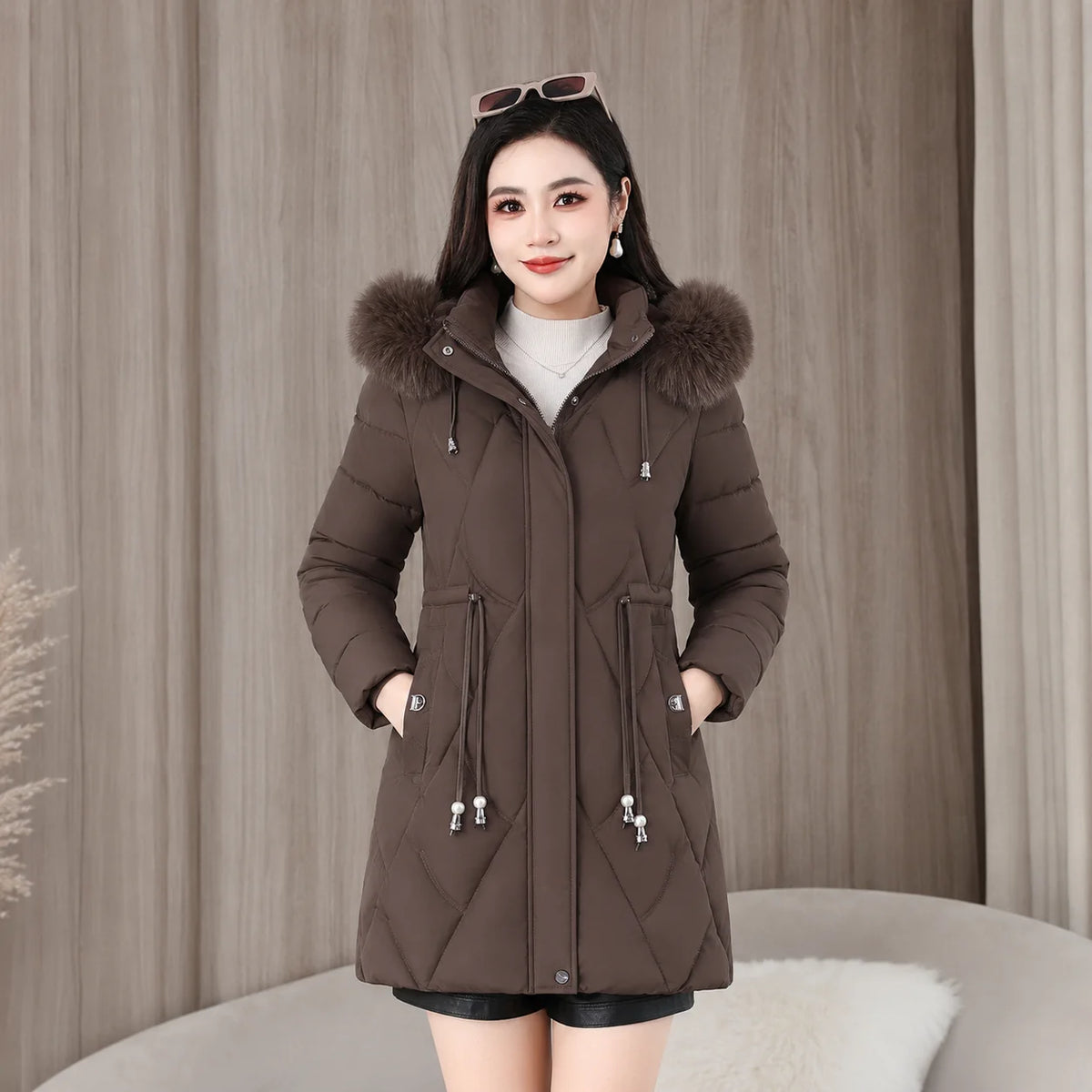 Women’s Long Fur-Collar Winter Puffer Jacket