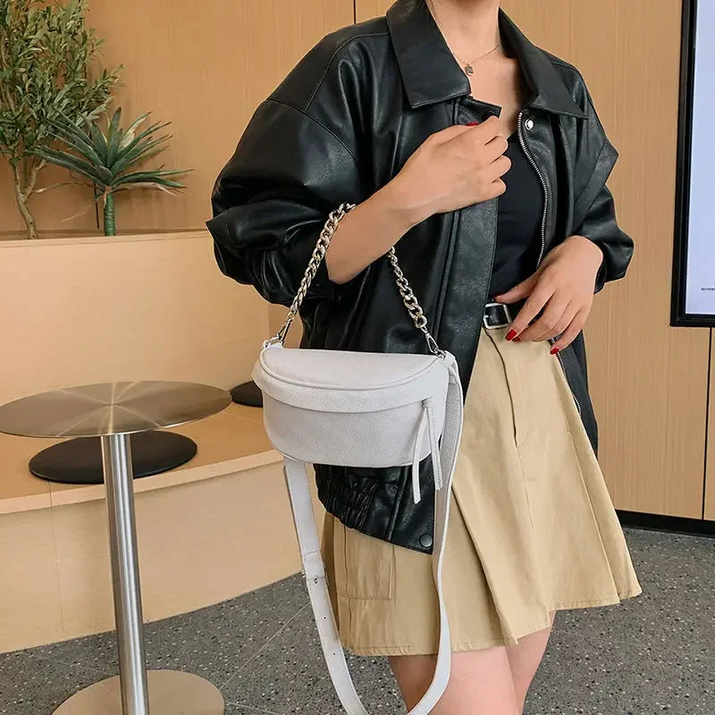 Bolso bandolera de mujer en piel sintética con correa ancha