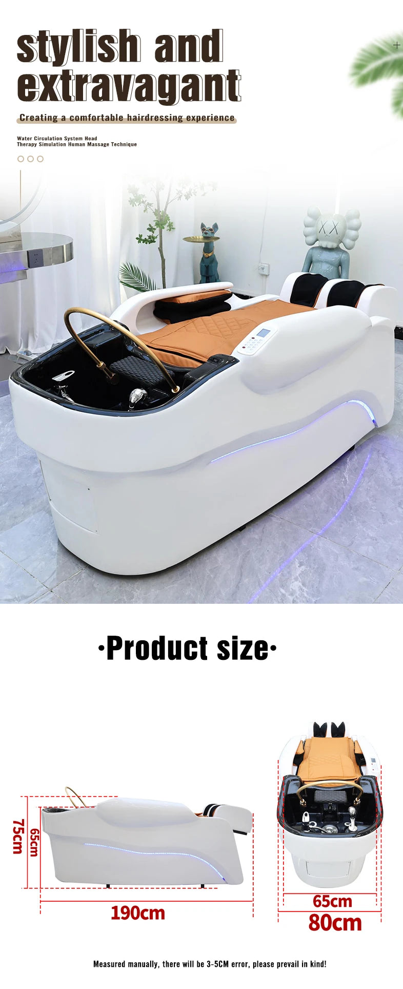Ceramic Shampoo Station with Massage Bed