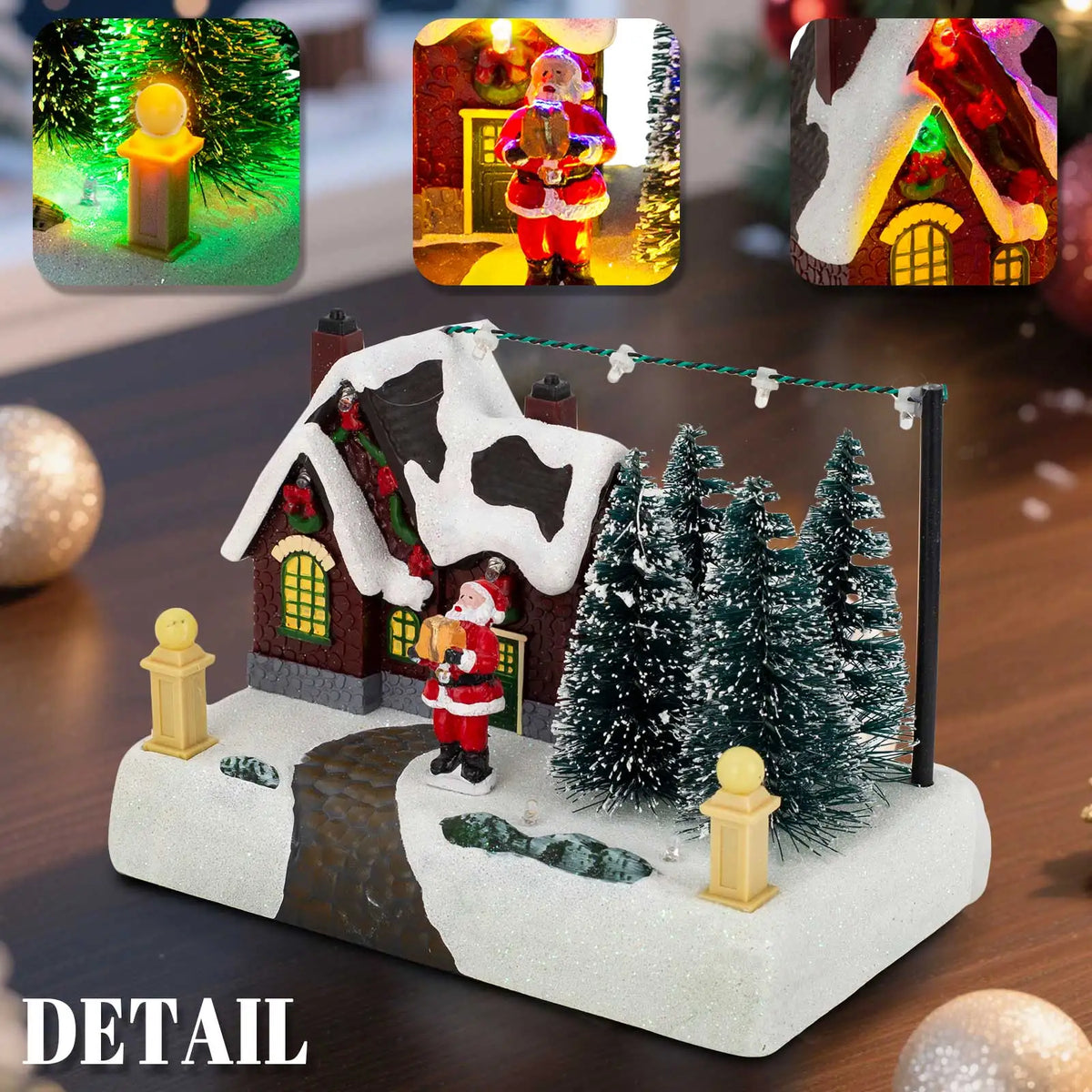 Light-Up Christmas Village Building with Santa