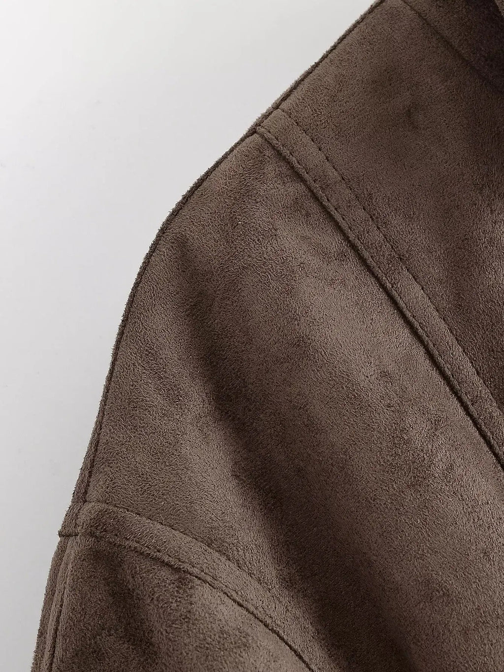 Women Brown Faux Leather Jackets Chic Casual Long Sleeve Lapel Loose Zipper Drawstring Coats Autumn Winter Streetwears Coats Padilla Innovations LLC