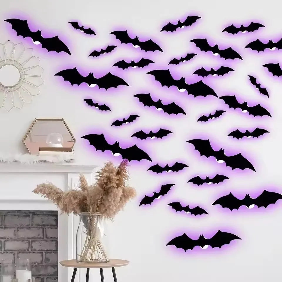 Halloween 3D Bat LED Night Light Wall Decor