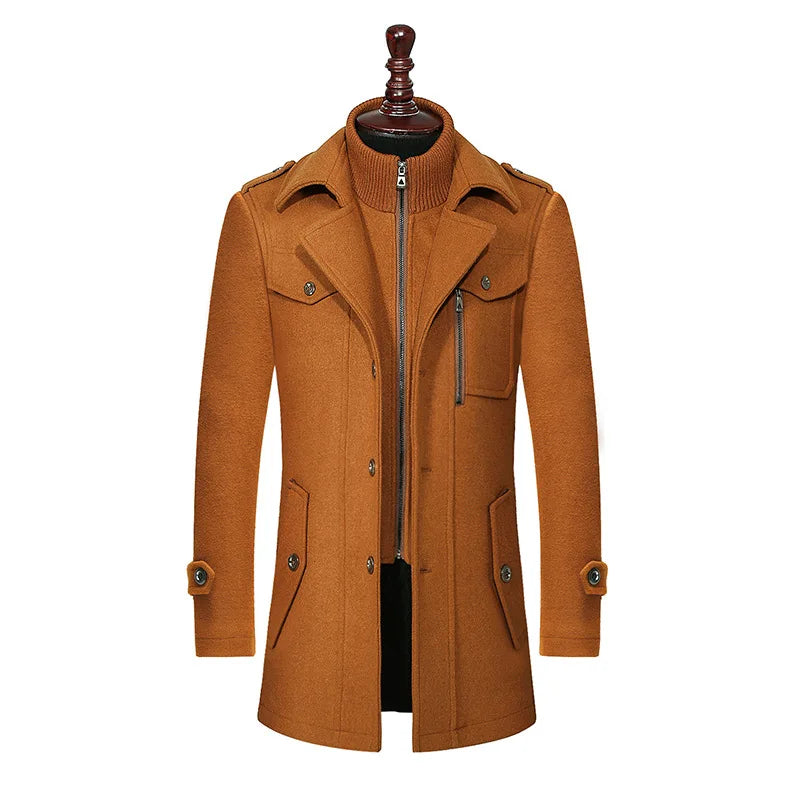 Men’s Wool-Blend Double-Collar Overcoat