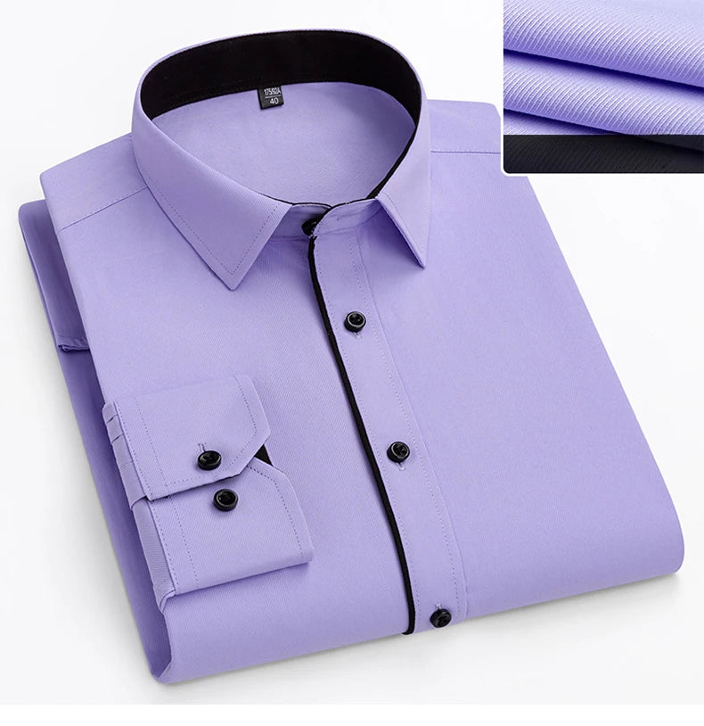 Camisa de vestir entallada de manga larga para hombre