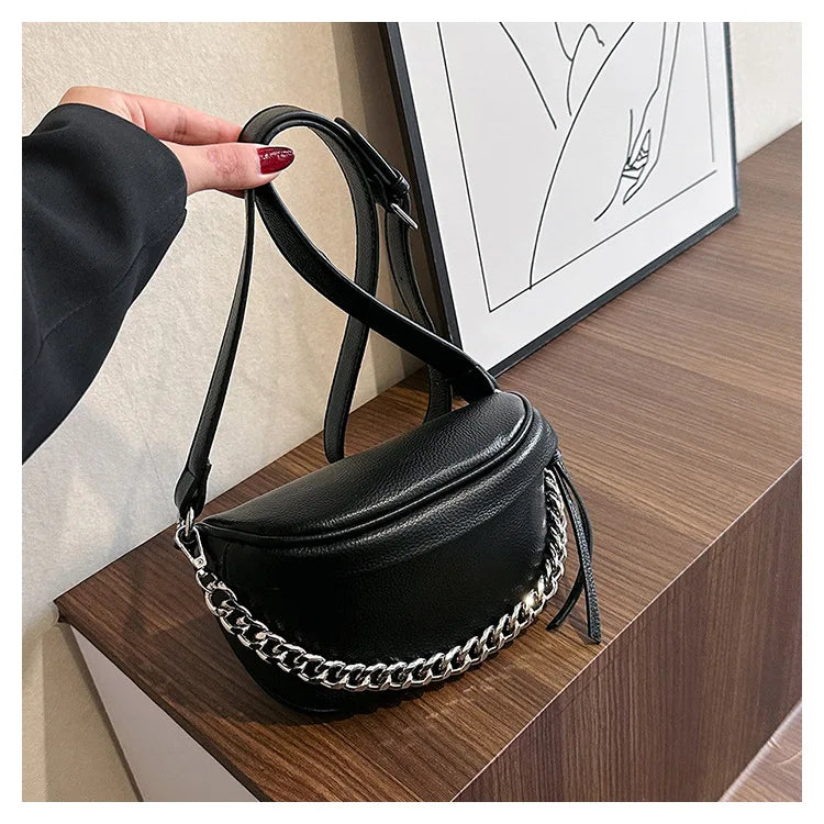 Bolso bandolera de mujer en piel sintética con correa ancha