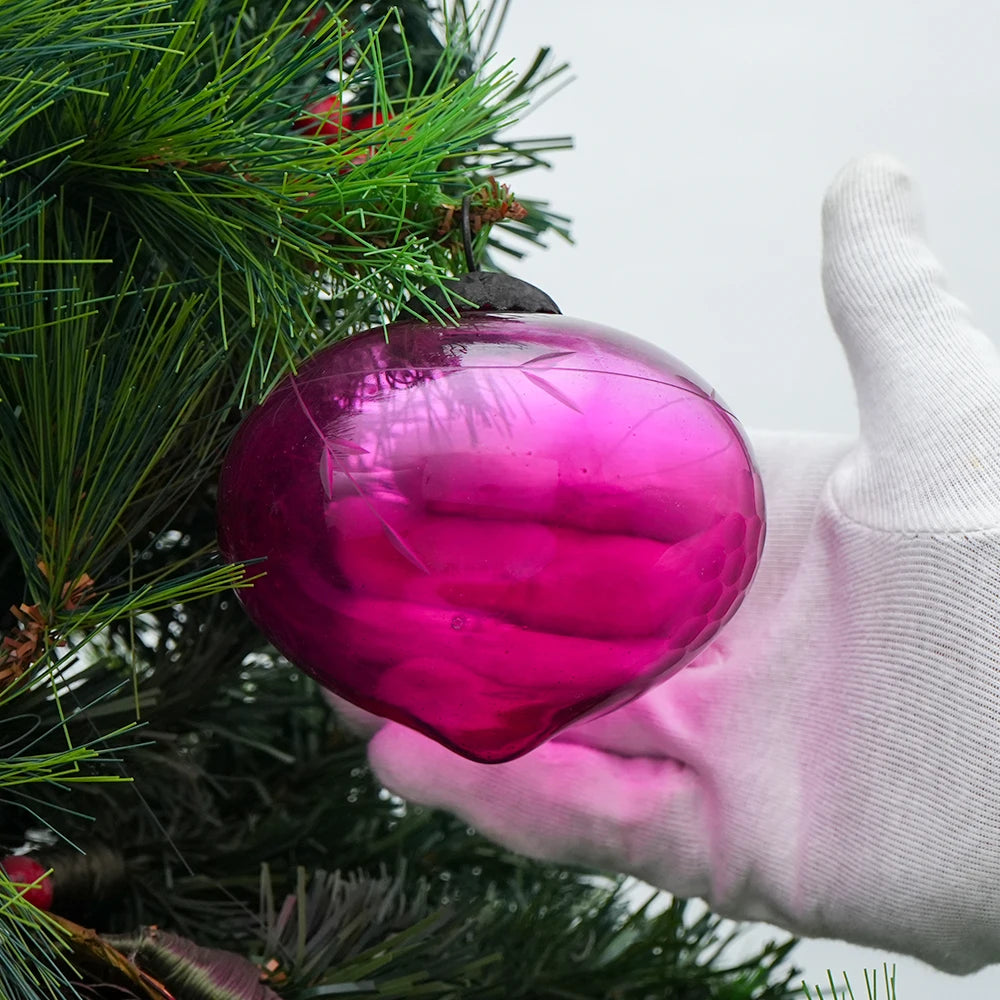 Pink Glass Turnip Christmas Ornament – 3.9-Inch