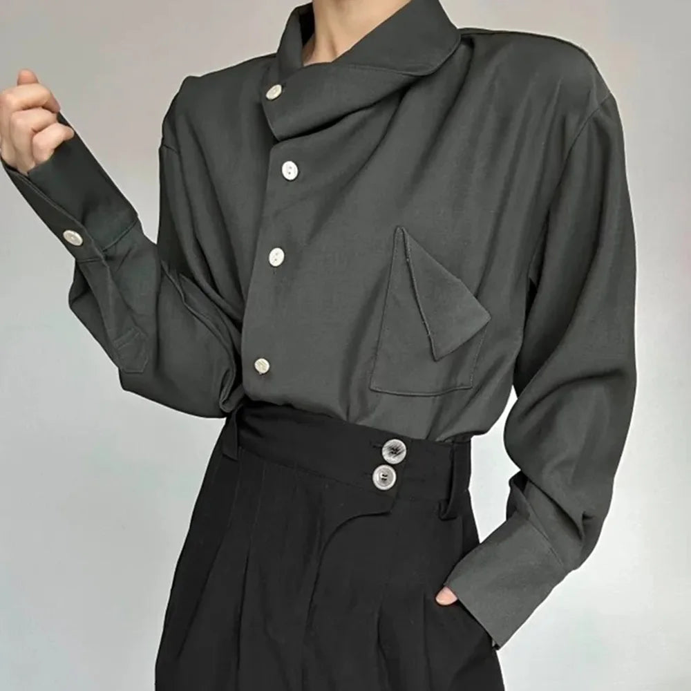 Men’s Retro Loose Long-Sleeve Shirt