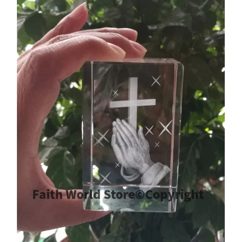 3D Crystal Cross Statue for Home Prayer