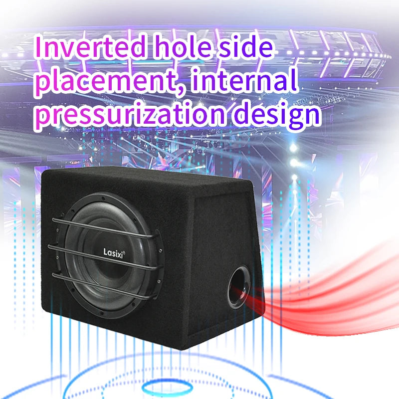 Peak 800W car subwoofer with active built-in amplifier, stunning heavy bass, car trunk subwoofer with high power