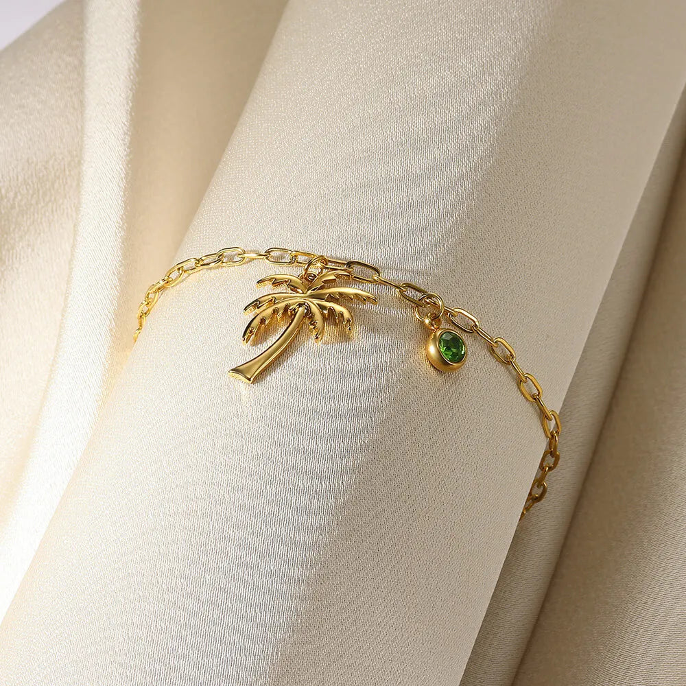 Women’s Stainless Steel Leaf & Heart Anklet