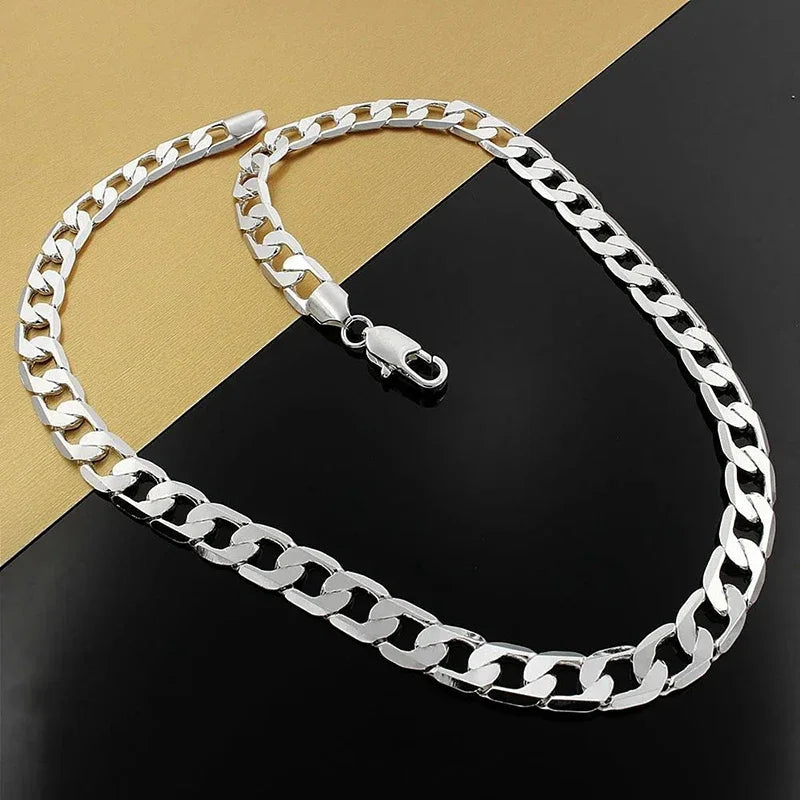 Collar de cadena de plata de ley 925 de 6 mm – 16–24 pulg.