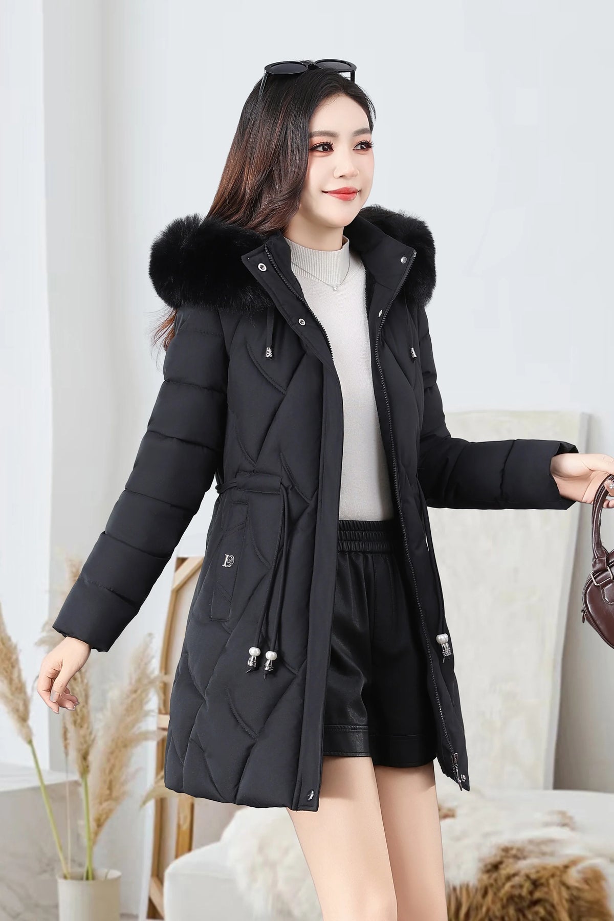 Women’s Long Fur-Collar Winter Puffer Jacket