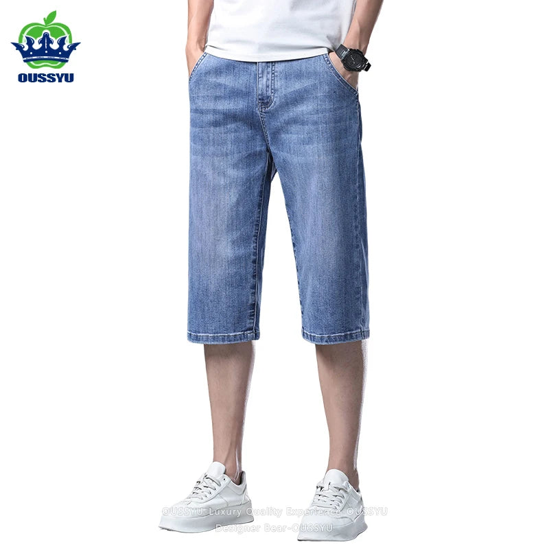 Men’s Baggy Denim Cargo Shorts – 3/4 Length