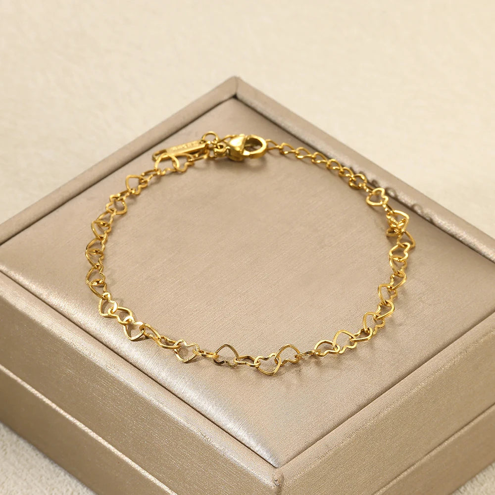 Women’s Stainless Steel Leaf & Heart Anklet