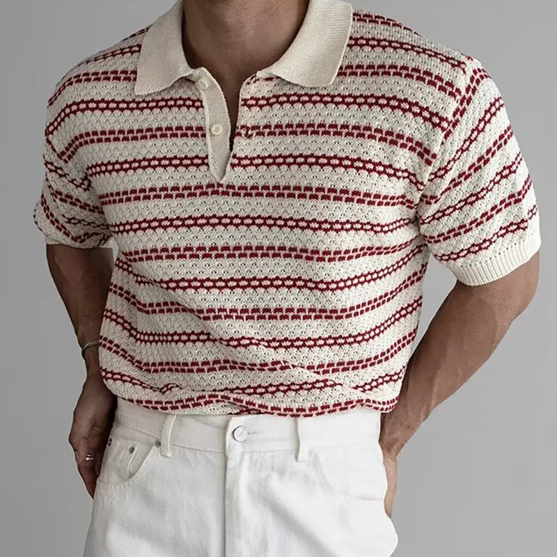 Polo de manga corta a rayas para hombre