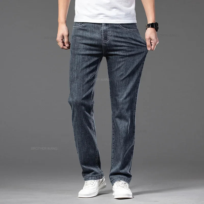 Men’s Classic Straight-Leg Jeans – Blue or Dark Gray