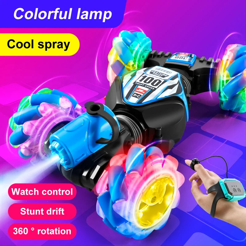 Top RC Stunt Car 2.4G Remote Control Cars RC Watch Gesture Sensor LED Rotation Gift Electronic Toy for Kids Boys