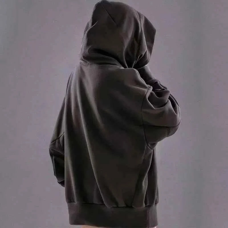 Winter Embroidery Turtleneck Men's Hooded Sweatshirt Japanese Ninja Oversized Hoodies Hip Hop Fleece Pocket Streetwear Y2K Hoody