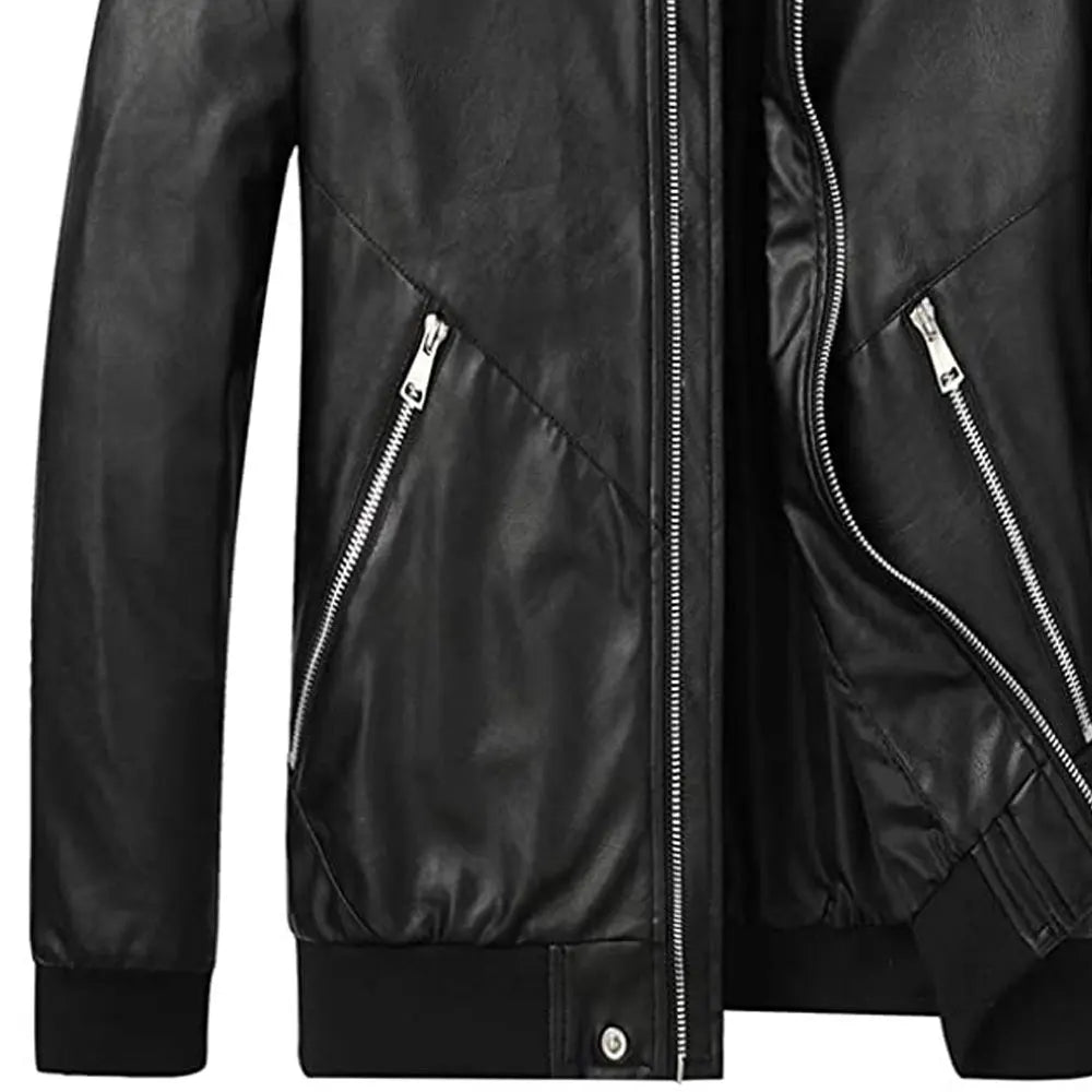 Men’s Windproof Winter Leather Jacket
