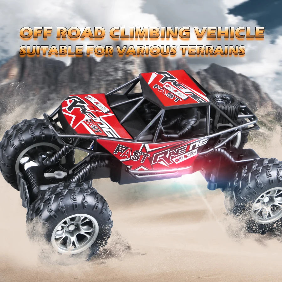 4-Way Remote Control Car with Lights, Anti-Slip Rubber Tires, Outdoor Off-Road Climbing Toy Car Model for Kidsren and Boys