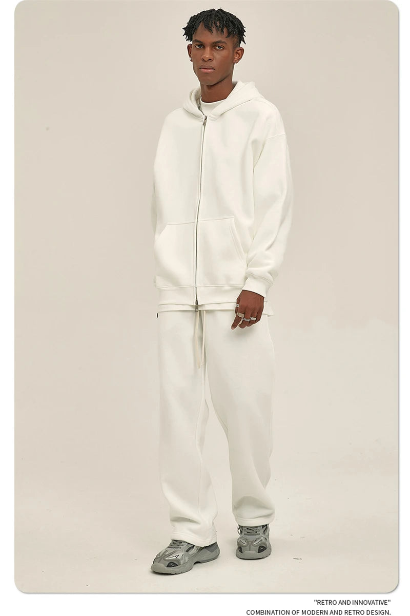 ZODF New Men Double Headed Zipper Fleece Hoodies Unisex Loose Basic Solid Warm Hooded Sweatshirts Coats For Winter HY0633 Padilla Innovations LLC