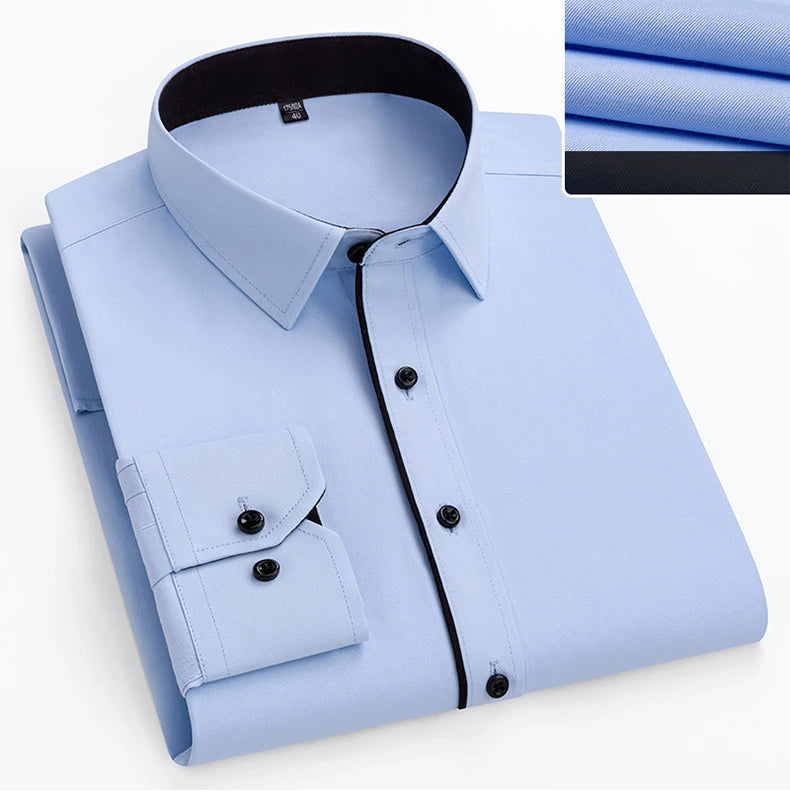 Camisa de vestir entallada de manga larga para hombre