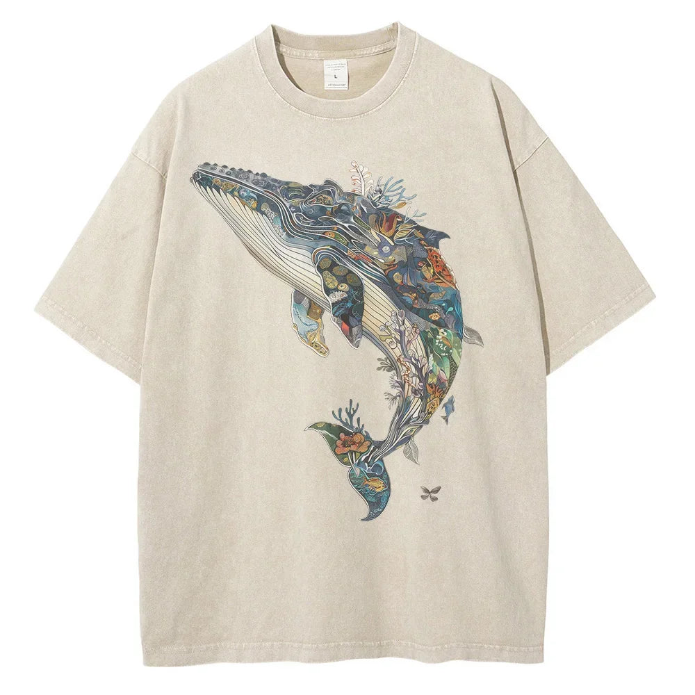 Men’s Whale Print Cotton T-Shirt