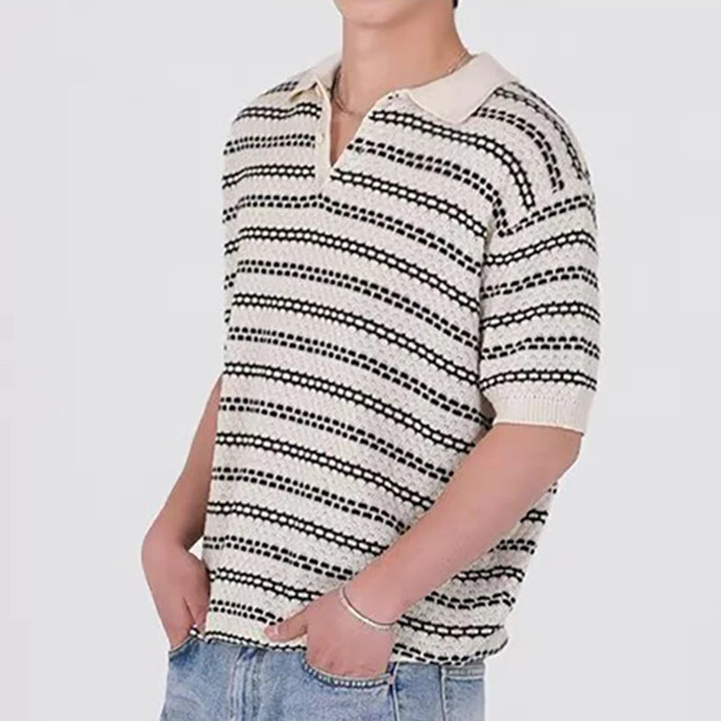Polo de manga corta a rayas para hombre