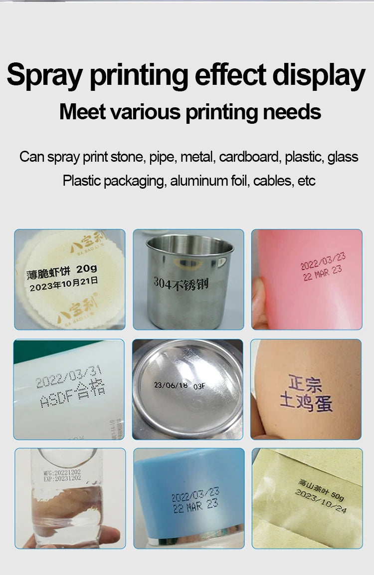 Portable Mini Printer Handheld Inkjet Printer Label Printer Expire Date QRCode Batch Number Pattern Packaging Bag Coding Machine