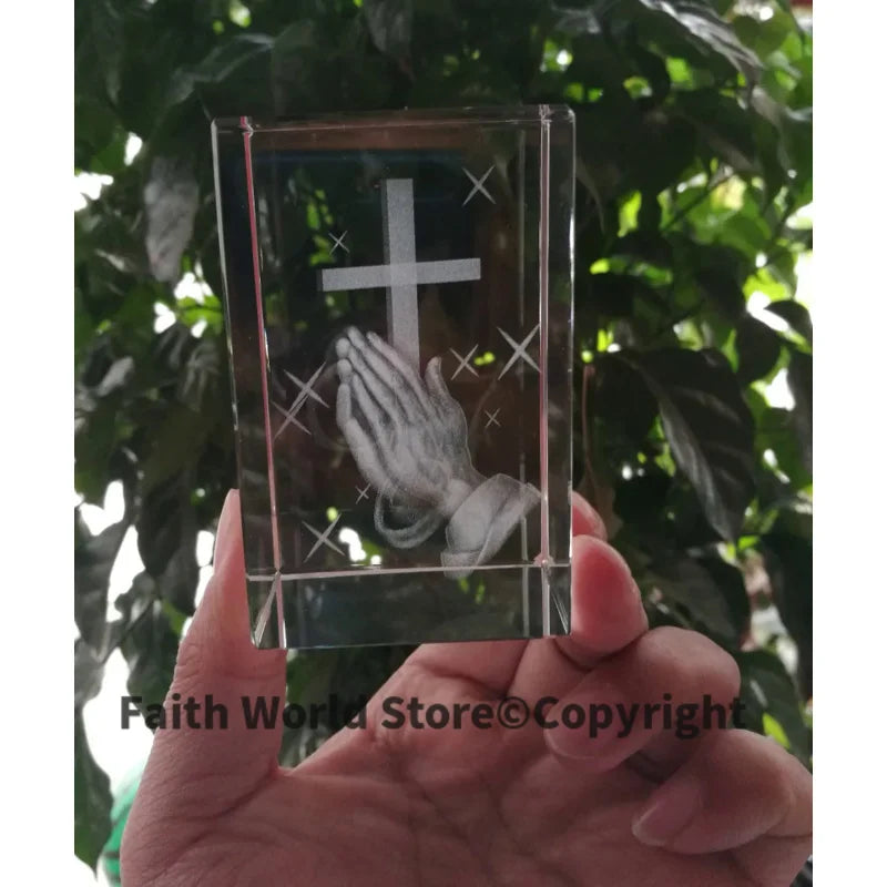 3D Crystal Cross Statue for Home Prayer