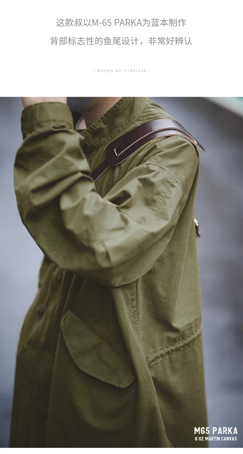 MADEN Men’s Vintage M65 Fishtail Trench Coat