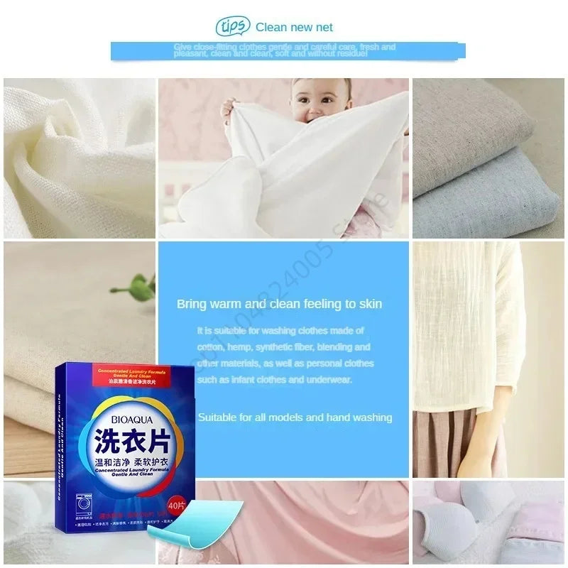 40Pcs Laundry Detergent Sheets Easy Dissolve Laundry Tablets Strong Deep Cleaning Detergent Laundry Soap for Washing Machine