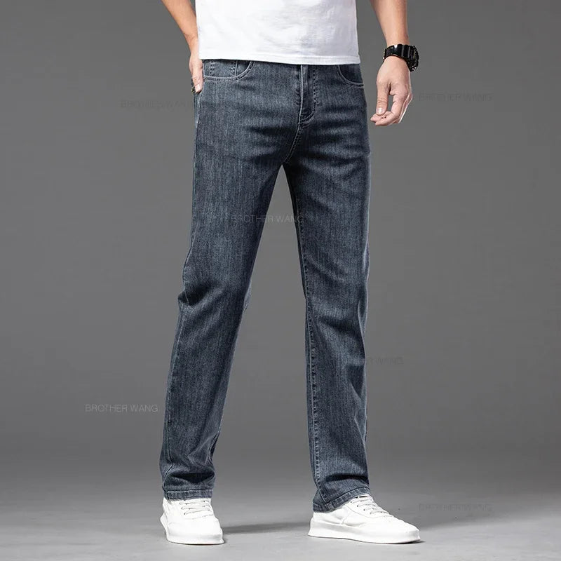 Men’s Classic Straight-Leg Jeans – Blue or Dark Gray