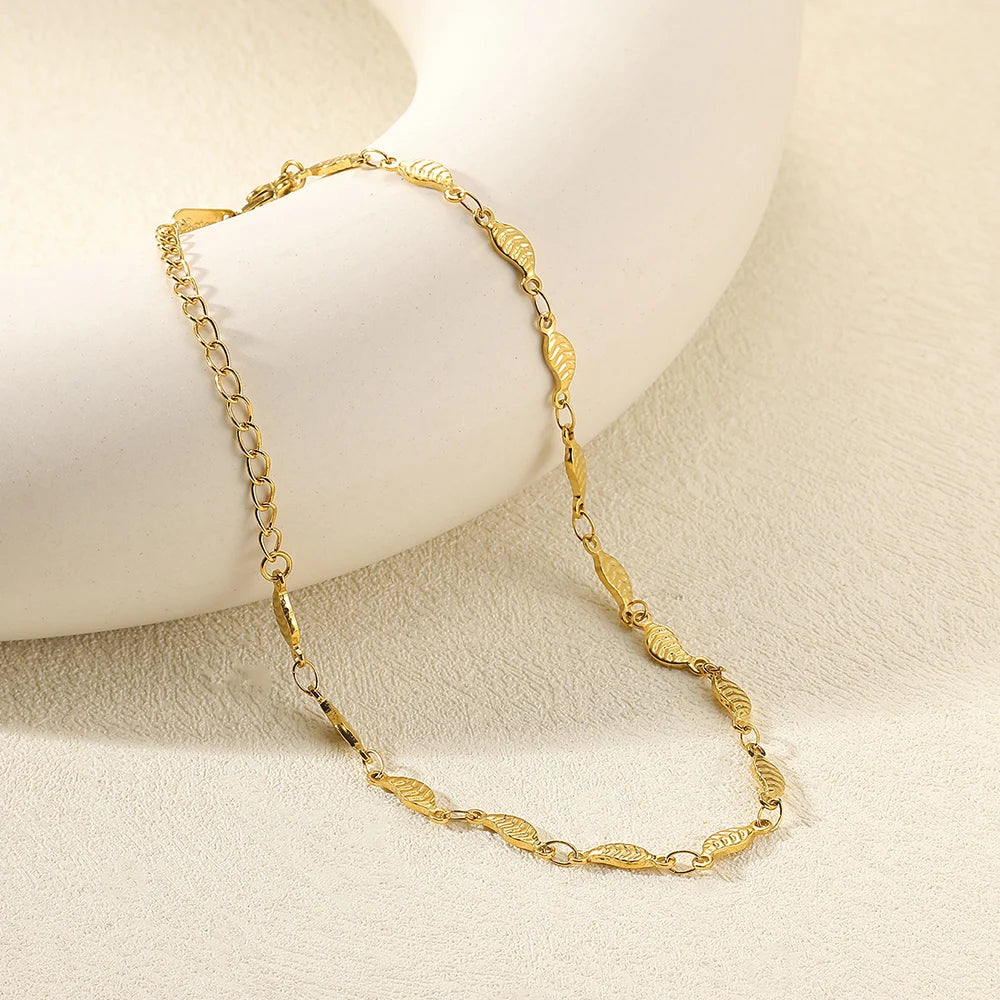 Women’s Stainless Steel Leaf & Heart Anklet