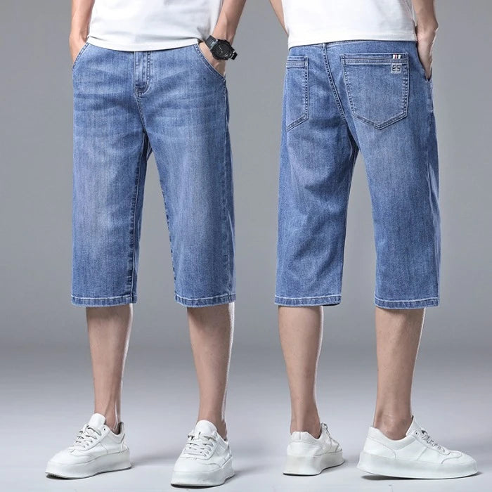 Men’s Baggy Denim Cargo Shorts – 3/4 Length