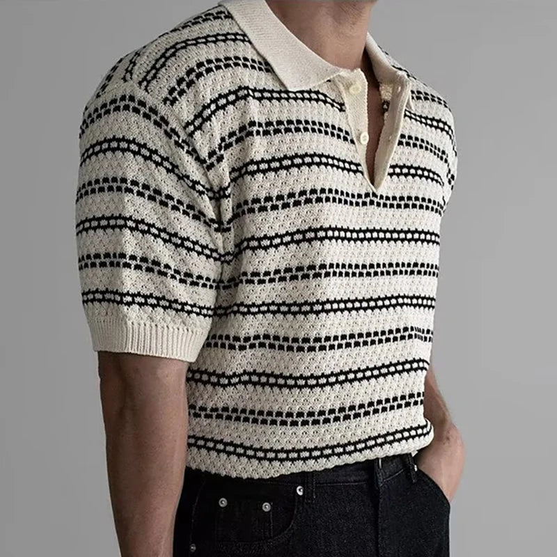 Polo de manga corta a rayas para hombre
