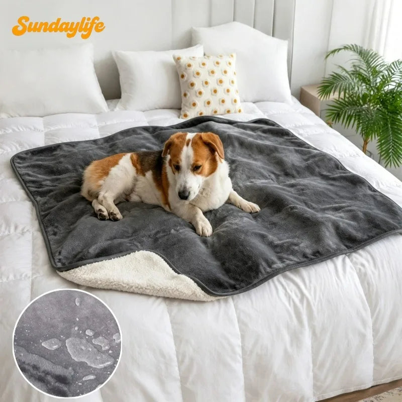 Waterproof Pet Blankets for Beds Soft Sherpa Fleece Dog Cat Blanket Double Side Flannel Warm Sofa Throw Blanket Pet Sleeping Mat Padilla Innovations LLC