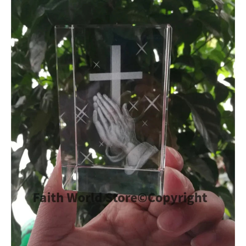 3D Crystal Cross Statue for Home Prayer
