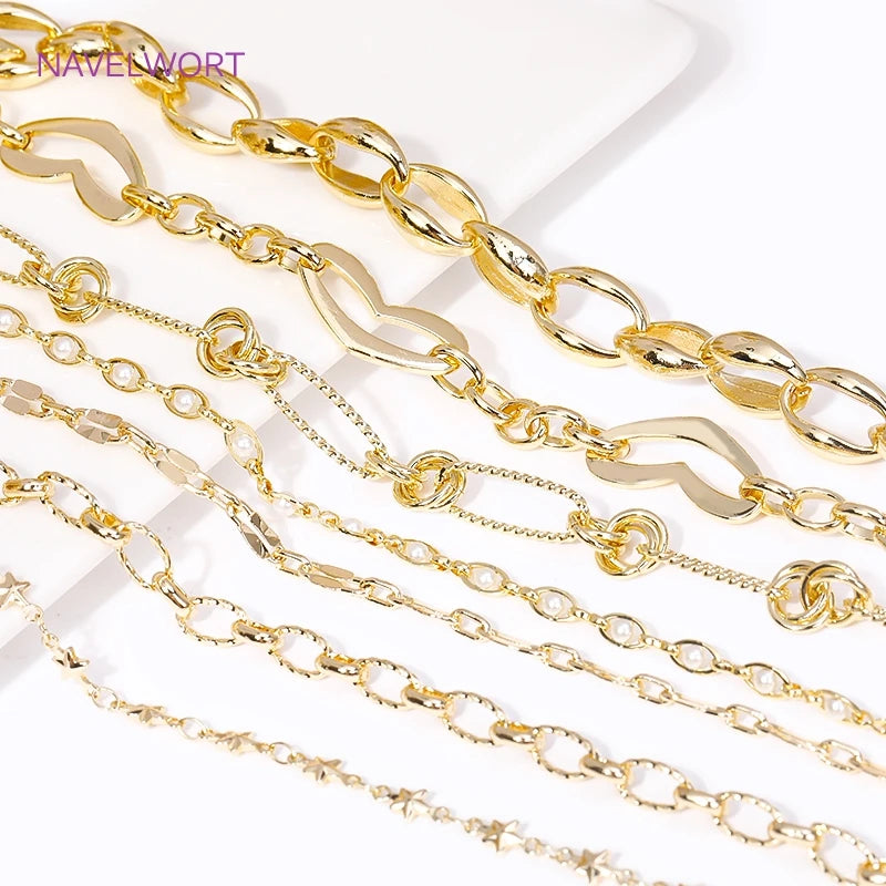 14K Gold-Plated Brass Jewelry-Making Chain