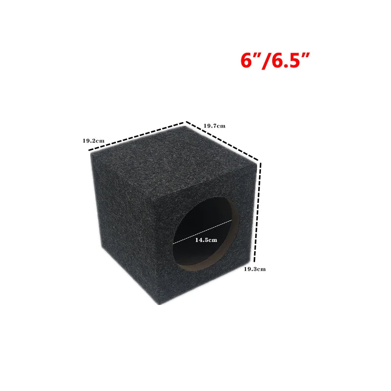 6 Inch 6.5" Speaker Empty Cabinet Wooden  Box Square MDF Felt Shell Car Modified Subwoofer Passive With Terminal